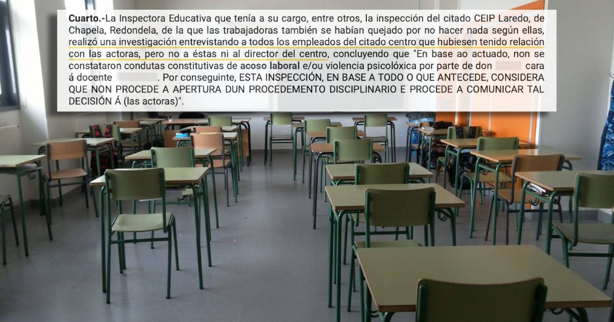 Dúas denunciantes de acoso laboral ás que Educación nin entrevistou obteñen outra condena á consellería