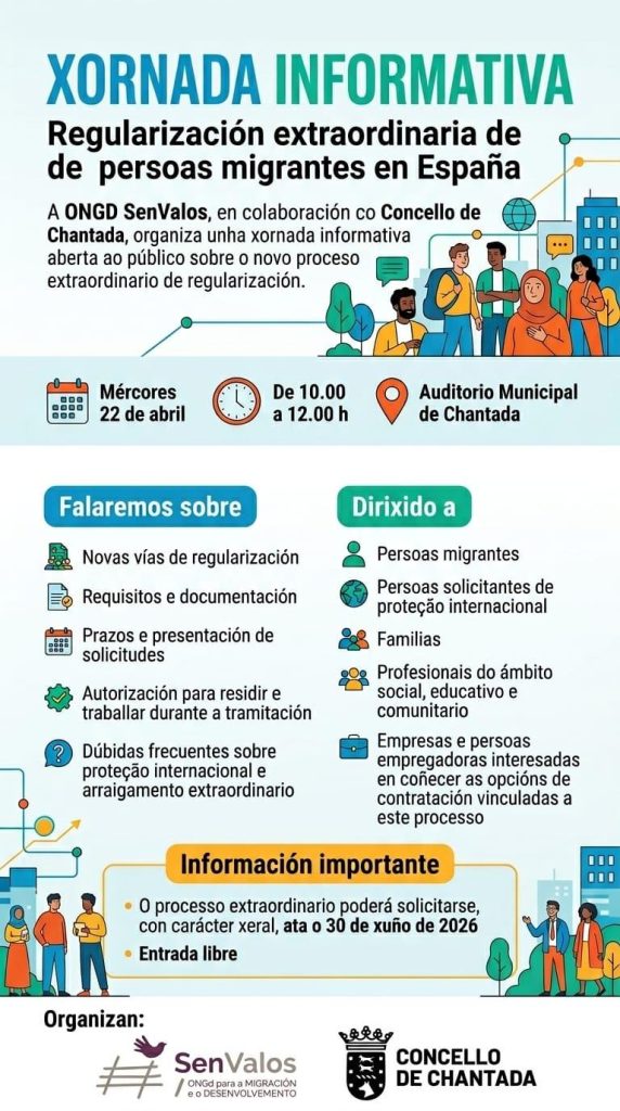 Xornada informativa sobre a regularización extraordinaria de persoas migrantes, este 22 de abril no Auditorio Municipal de Chantada